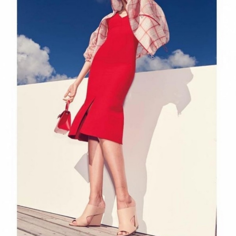 Akris Double-Face Wool VNeck Midi Dress